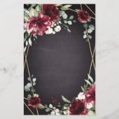 Red Black Gold Floral Elegante Wedding Menu Cards (Rückseite)