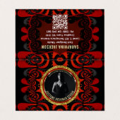 Red Black + Gold Funky Gothic Creative Visitenkarten (Außenseite Aufgefaltet)