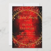 Red Black Gold Geometric Glitzer Brautparty Einladung (Vorderseite)