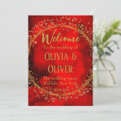 Red Black Gold Geometric Glitzer Polterabend Einladung (Stehend Vorderseite)