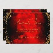 Red Black Gold Geometric Wedding Danke Karten (Vorne/Hinten)