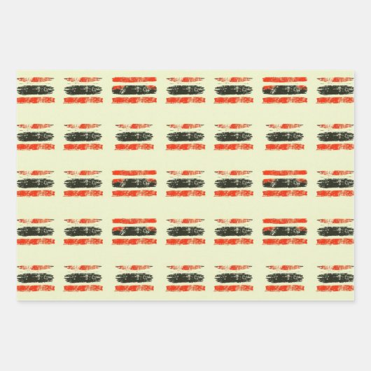 Red Black Gold gestörte Stärke und Erbe Geschenkpapier Set (Vorderseite 3)