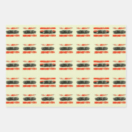 Red Black Gold gestörte Stärke und Erbe Geschenkpapier Set