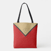 Red Black Gold Glitzer Chic Monogram Personalisier Tasche (Rückseite)