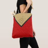 Red Black Gold Glitzer Chic Monogram Personalisier Tasche (Von Nahem)