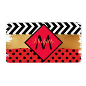 Red Black Gold Glitzer Pinselstriche Mit Monogramm (Vorne)