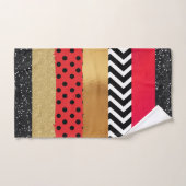 Red Black Gold Glitzer Pinselstriche Mit Monogramm Badhandtuch Set (Handtuch)
