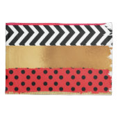 Red Black Gold Glitzer Pinselstriche Mit Monogramm Kissenbezug (Rückseite)