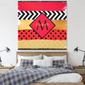 Red Black Gold Glitzer Pinselstriche Mit Monogramm Leinwanddruck (Insitu (Schlafzimmer))