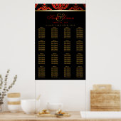 Red Black Gold Hochzeitstabelle Poster (Küche)
