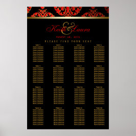 Red Black Gold Hochzeitstabelle Poster