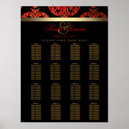 Red Black Gold Hochzeitstabelle Poster