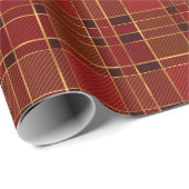 Red Black Gold Kariert Geschenkpapier (Rolleneckpunkt)