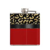 Red Black Gold Leopard Print Junggeselinnen-Abschi Flachmann (Rückseite)