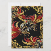 Red Black Gold Magical Night Masquerade Party Einladung (Rückseite)