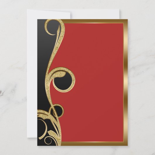 Red Black & Gold Modernes Glam Elegantes Ambiente Einladung (Rückseite)