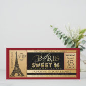 Red Black Gold Paris Sweet 16 Ticket Einladung (Stehend Vorderseite)