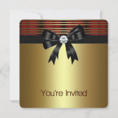 Red Black Gold Party Einladung (Vorderseite)