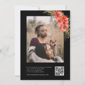 Red Black Gold Poppy Blume QR Code Foto Hochzeit Einladung (Rückseite)