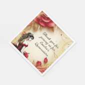 Red Black Gold Quinceañera Dress Rose Custom Serviette (Ecke)