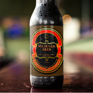 Red Black Gold Rustic anpassen Bierflaschenetikett