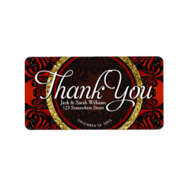 Red Black Gold ThankYou + Address Custom Text Adressaufkleber