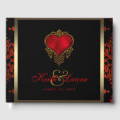 Red Black Gold Wedding Guest Book Gästebuch (Vorderseite)
