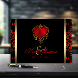 Red Black Gold Wedding Guest Book Gästebuch