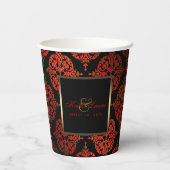 Red Black Gold Wedding Paper Cups Pappbecher (Rückseite)