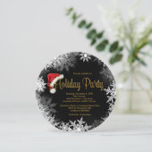 Red Black Gold Weihnachtsmannmütze Snowflake Holid Einladung (Stehend Vorderseite)