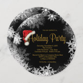 Red Black Gold Weihnachtsmannmütze Snowflake Holid Einladung (Vorne/Hinten)