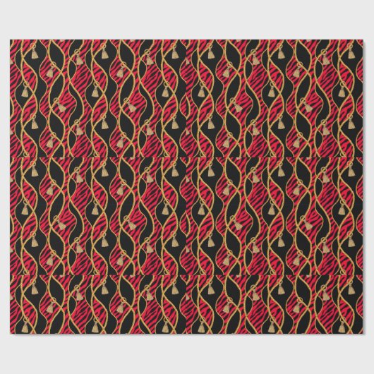 Red, Black & Gold Wrapping Paper Geschenkpapier (Flach)