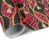 Red, Black & Gold Wrapping Paper Geschenkpapier (Rolleneckpunkt)