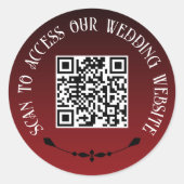 Red Black Goth Scan Wedding Website QR Code Runder Aufkleber (Vorderseite)
