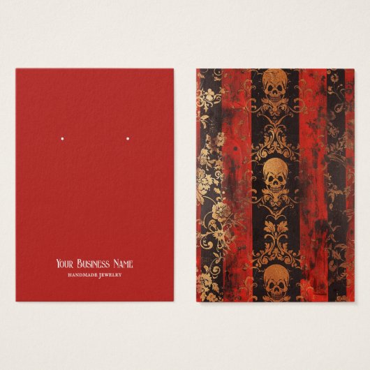 Red Black Gothic Skull Earring Display Card (Vorne & Hinten)