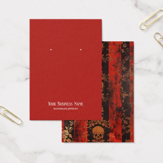 Red Black Gothic Skull Earring Display Card (Büro)