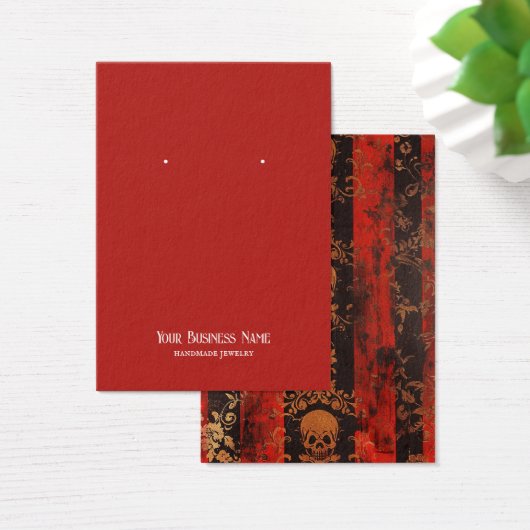 Red Black Gothic Skull Earring Display Card (Schreibtisch)