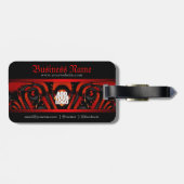 Red+Black Gothic Tribal mit Logo Gepäckanhänger (Rückseite horizontal)