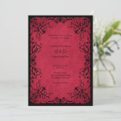 Red Black Gothic Wedding Einladung (Stehend Vorderseite)