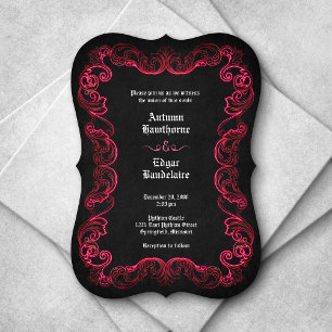 Red Black Gothic Wedding Einladung