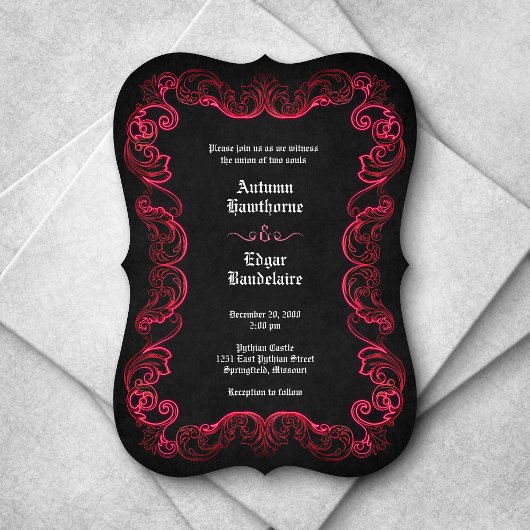 Red Black Gothic Wedding Einladung