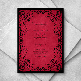 Red Black Gothic Wedding Einladung