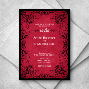 Red Black Gothic Wedding Einladung