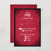 Red Black Gothic Wedding RSVP Karte (Vorne/Hinten)