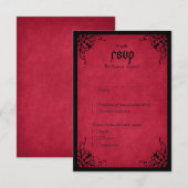 Red Black Gothic Wedding RSVP Karte (Vorne/Hinten)