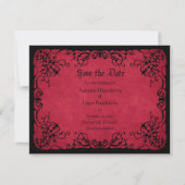 Red Black Gothic Wedding Save The Date (Vorderseite)