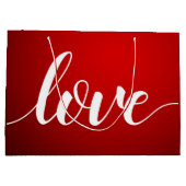 Red Black Gradient Embossed XOXO Handgeschriebene  Große Geschenktüte (Rückseite)