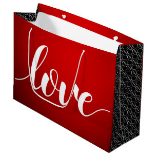 Red Black Gradient Embossed XOXO Handgeschriebene  Große Geschenktüte