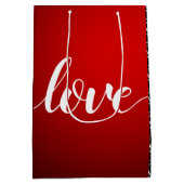 Red Black Gradient Embossed XOXO Handgeschriebene Mittlere Geschenktüte (Rückseite)