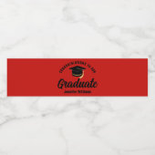 Red Black Graduate Custom Graduate Party Wasserflaschenetikett (Einzelnes Label)